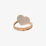 Rose gold heart-shaped ring pavé-set with diamonds by Leo Pizzo, elegant and romantic jewelry piece.
