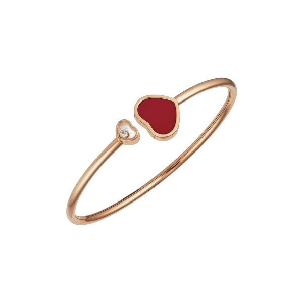 Braçalet Or rosa & Diamants pedra vermella Happy Hearts Chopard