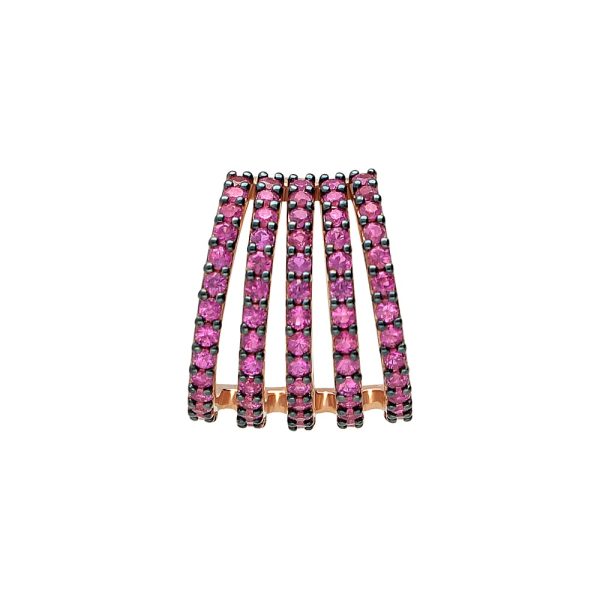 Boucles d'oreilles earcuff cartilage or rose 18K & saphir rose Leo Pizzo