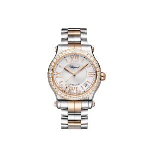 Chopard Happy Sport 33mm rose gold diamond bracelet watch