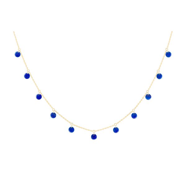18K Yellow Gold Necklace & 11 Lapis Lazuli 360º La Brune & La Blonde