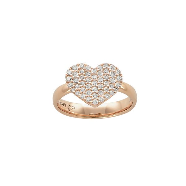 Anillo Corazón Oro Rosa 18QT & Diamantes Amore Leo Pizzo