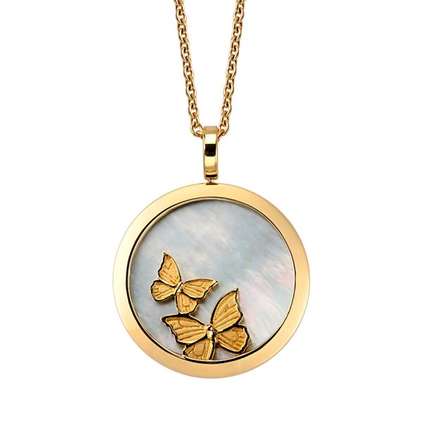 COLGANTE ORO 18 QT & MADRE PERLA BAILE DE MARIPOSAS CARRERA & CARRERA 462113YGDMP