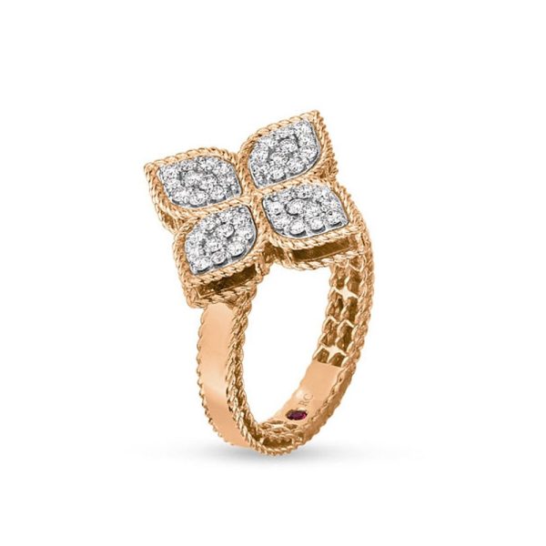 Anillo Oro Amarillo 18 QT & Diamantes Princess Flower Roberto Coin ADR777RI-YGDS