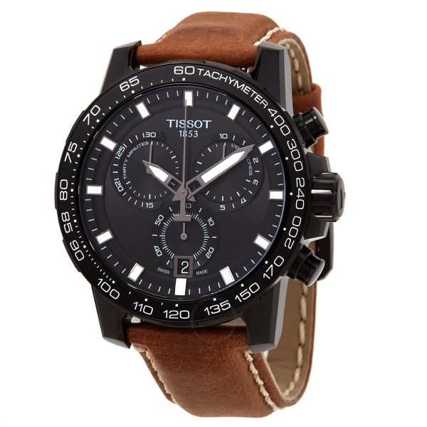T1256BPVDL ACERO PVD NEGRO & PIEL MARRÓN 45.5 MM CRONÓGRAFO SUPERSPORT TISSOT