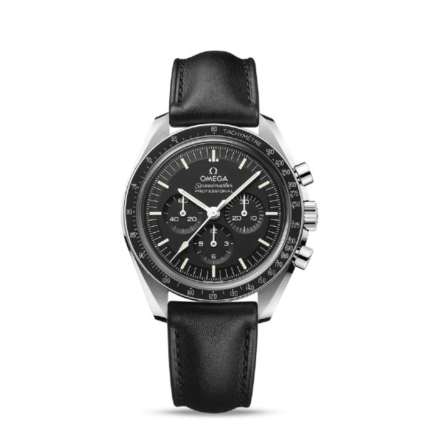 Omega Speedmaster New Moonwatch Professional - Cronógrafo Co-Axial de 42 mm en acero con correa de piel negra 31032425001002