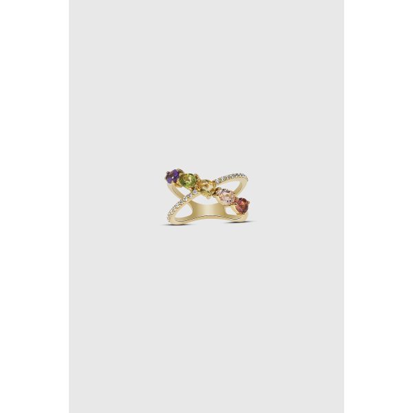 Anell d'Or groc 18 QT & Pedres naturals Suïssa Joiers