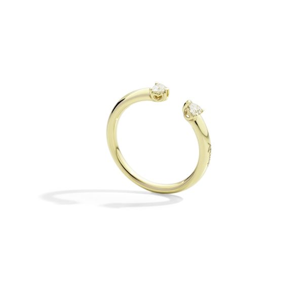 Anillo abierto en oro amarillo con dos diamantes en forma de corazón Anniversary More de Recarlo