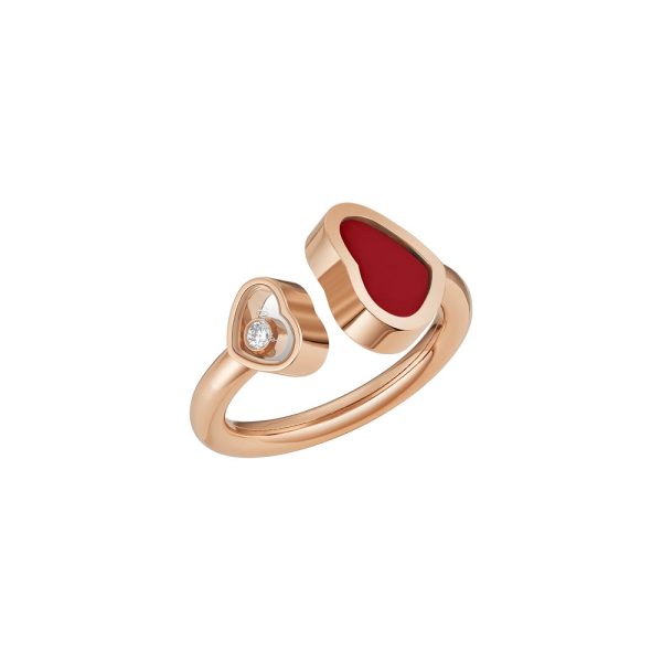 Anillo Oro rosa Diamante & Piedra roja Happy Hearts Chopard
