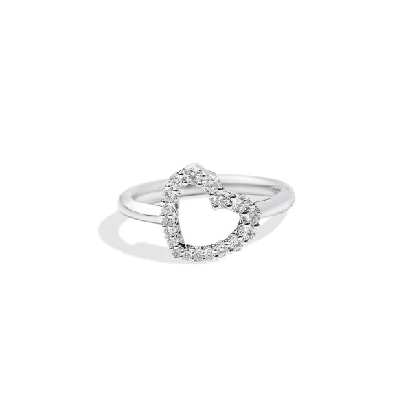 Bague en forme de cœur en or blanc 18 ct avec diamants taille brillant Recarlo