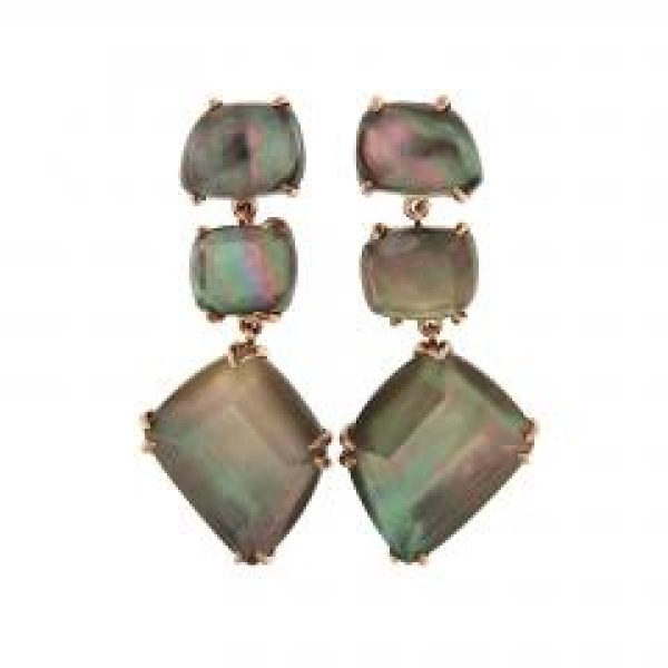 BOUCLES D'OREILLES APOLLO AVEC NACRE NOIRE ET QUARTZ COOLOOK