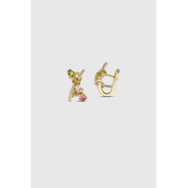 18K Yellow Gold & Natural Stones Earrings Suïssa Joiers
