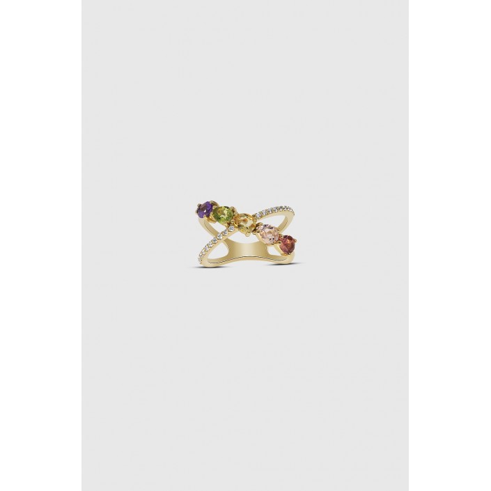 18K Yellow Gold & Natural Stones Ring Suïssa Joiers
