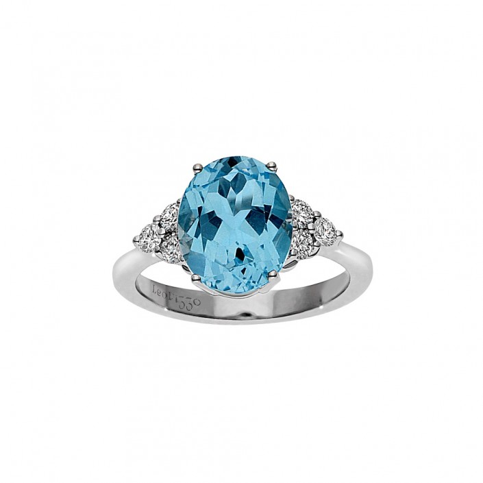 WHITE GOLD RING WITH DIAMONDS & BLUE SAPPHIRE LEO PIZZO