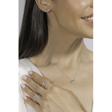 18K White Gold & Diamonds-Topaz Swiss Earrings Suïssa Joiers