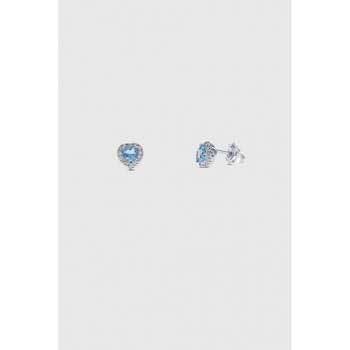 Boucles d'Oreilles Or Blanc 18K & Diamants-Topaze Suisse Suïssa Joiers