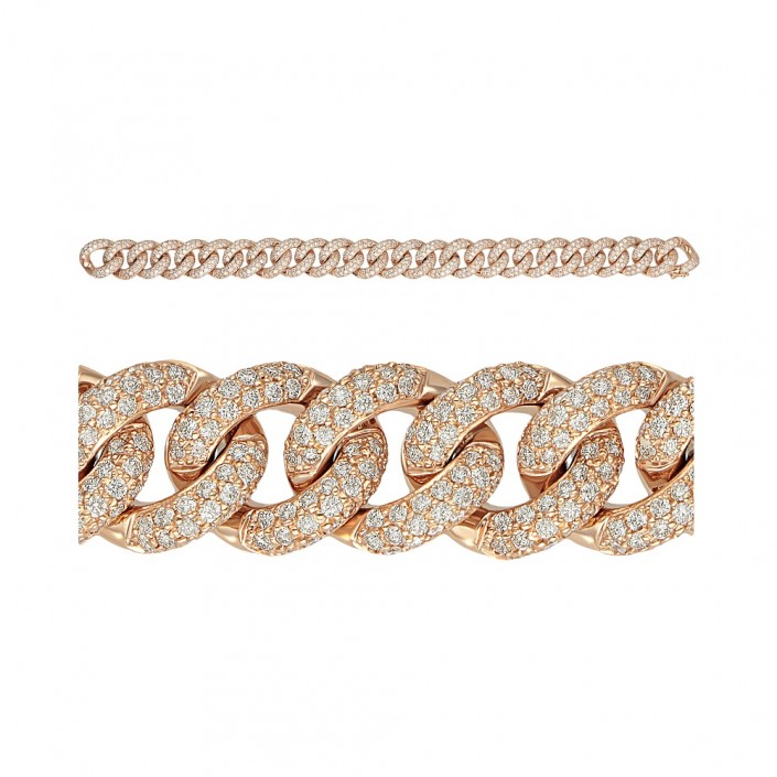 Rose gold & diamonds gourmette bracelet Leopizzo