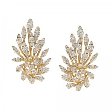 Yellow gold diamond earrings Flame Leo Pizzo