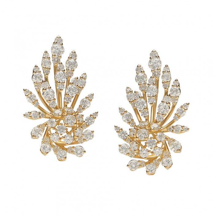 Yellow gold diamond earrings Flame Leo Pizzo