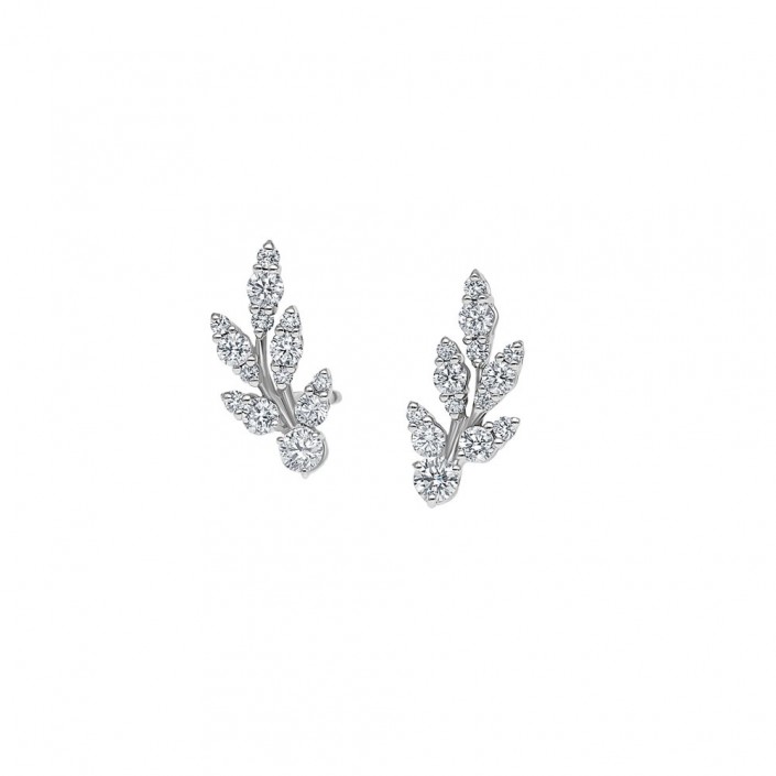 Small earrings 18kt white gold diamonds Flame Leo Pizzo