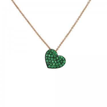 27305DS-PGE HEART SHAPED PENDANT 18K ROSE GOLD & EMERALDS AMORE LEO PIZZO 