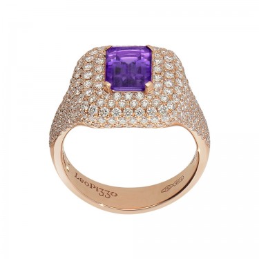 Rose gold ring 18qt diamonds and amethyst Chevalier Leo Pizzo