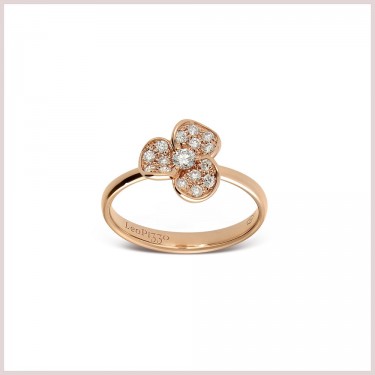FLOWER SHAPED RING IN 18 QT ROSE GOLD & DIAMONDS CANDY FLORA LEO PIZZO 27751D-PG