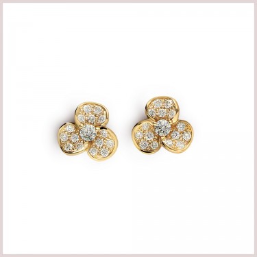 Flower-shaped earrings 18 kt yellow gold & Diamonds candy flora Leopizzo