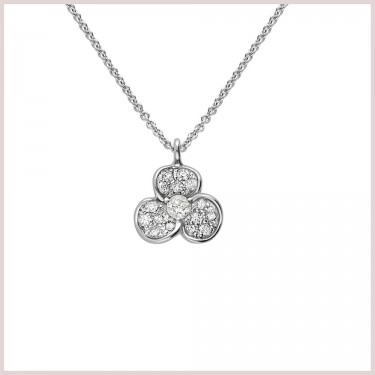 18 KT WHITE GOLD FLOWER SHAPED NECKLACE & DIAMONDS CANDY FLORA LEO PIZZO 27755B2-WGD