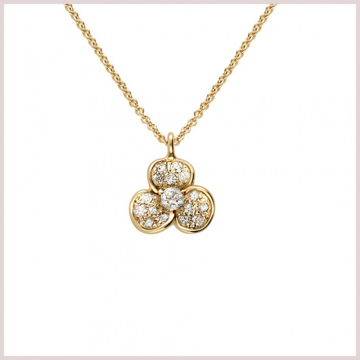Flower-shaped necklace 18 kt yellow gold & Diamonds candy flora Leopizzo