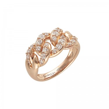 BAGUE OR ROSE & DIAMANTS TAILLE L GROUMETTE LEO PIZZO