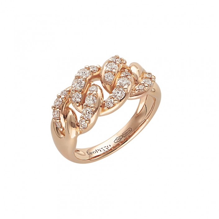 BAGUE OR ROSE & DIAMANTS TAILLE L GROUMETTE LEO PIZZO