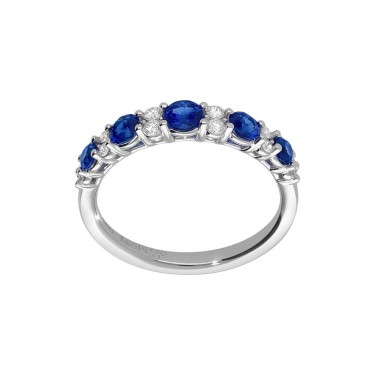 18 kt white gold ring with diamonds and sapphires Colour Leo Pizzo