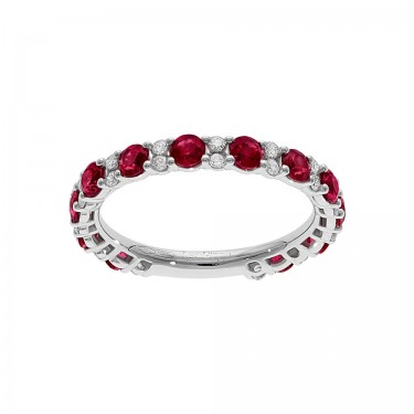 18 kt white gold ring with diamonds and rubies Color Leo Pizzo