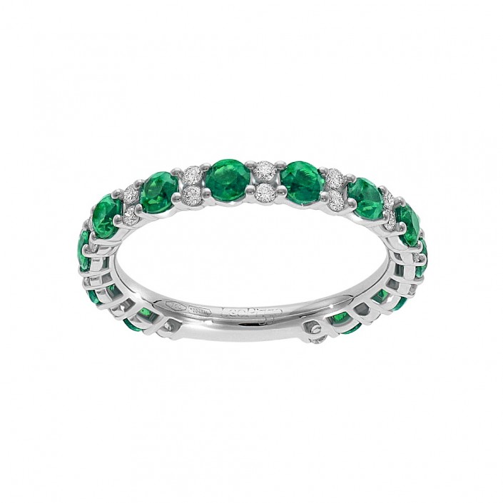 27846BS3 RING IN WHITE GOLD WITH EMERALDS & DIAMONDS LEO PIZZO