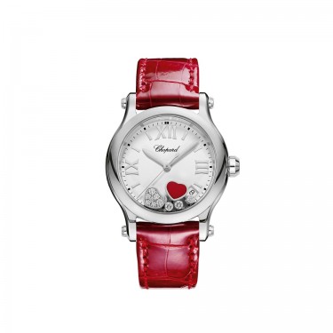 Reloj Acero & Diamantes Piedra roja Happy Hearts Chopard