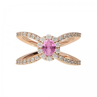 Cross ring 18 kt rose gold diamonds and amethyst Helena Leo Pizzo
