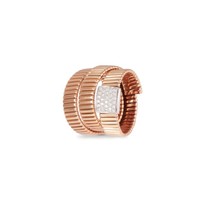 ANELL D'OR ROSA & DIAMANTS BLANC WIDE K-DI-KUORE