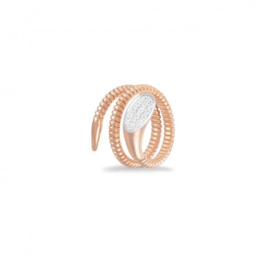 ANELL D'OR ROSA & DIAMANTS BLANC SNAKE K-DI-KUORE