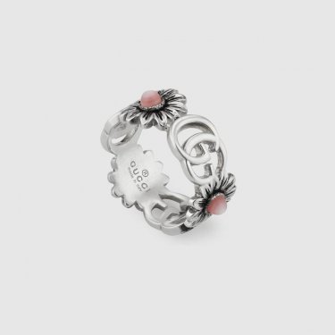 DOUBLE G FLOWER SILVER & PINK/MP RING GUCCI