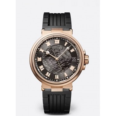 Rose gold watch and black rubber strap Marine Breguet
