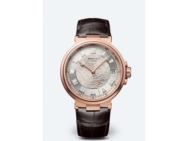 ROSE GOLD BROWN LEATHER WATCH MARINE BREGUET 5517