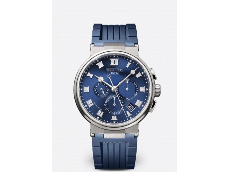 WATCH 5527TR TITANIUM BLUE RUBBER DATE CHRONOGRAPH MARINE BREGUET