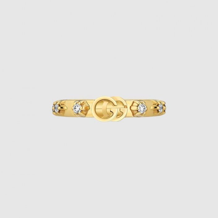 RING YELLOW GOLD & DIAMONDS RUNNING BOUBLE G GUCCI