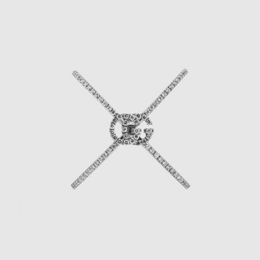 X RING WHITE GOLD & DIAMONDS RUNNING BOUBLE G GUCCI