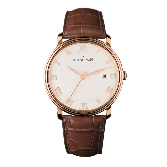 ROSE GOLD WATCH & LEATHER-DATE VILLERET BLANCPAIN 6630