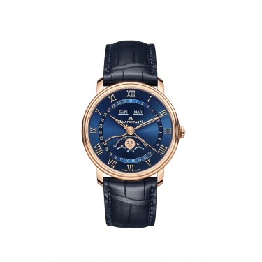 18K Gold Watch & Leather Quantième Villeret Blancpain 