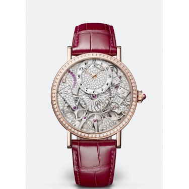 Rellotge or rosa & diamants-nacar pell Tradition Dame Breguet
