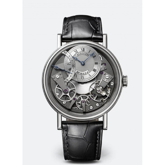 White gold watch & leather retrograde seconds Tradition Breguet