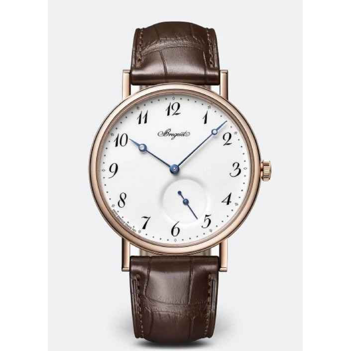 Rose gold watch & brown leather small seconds Classique Breguet